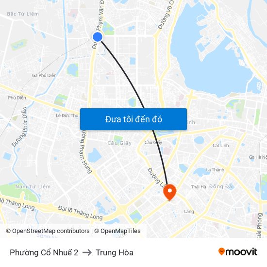 Phường Cổ Nhuế 2 to Trung Hòa map