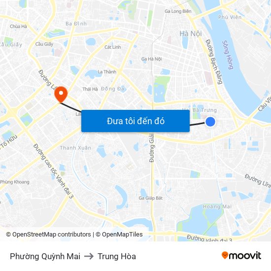 Phường Quỳnh Mai to Trung Hòa map