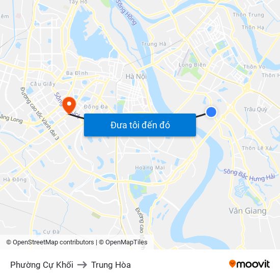 Phường Cự Khối to Trung Hòa map