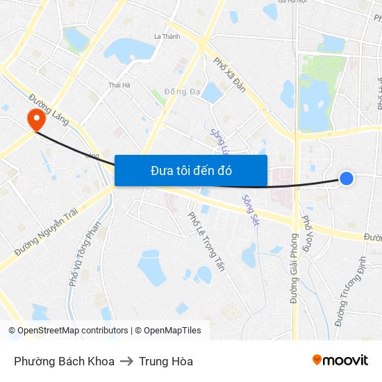 Phường Bách Khoa to Trung Hòa map