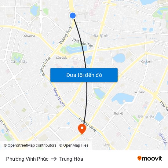 Phường Vĩnh Phúc to Trung Hòa map