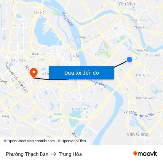 Phường Thạch Bàn to Trung Hòa map