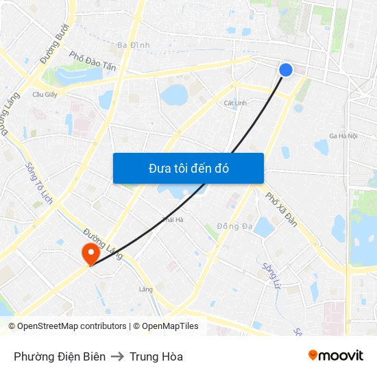 Phường Điện Biên to Trung Hòa map