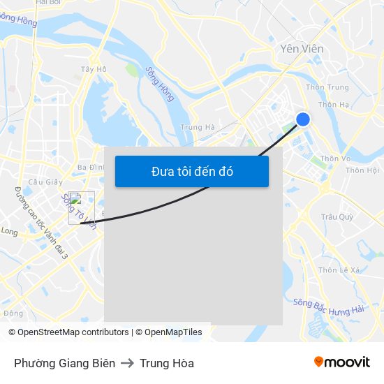 Phường Giang Biên to Trung Hòa map