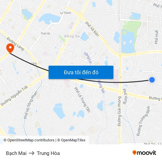 Bạch Mai to Trung Hòa map
