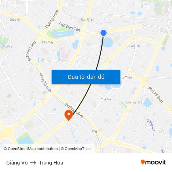 Giảng Võ to Trung Hòa map