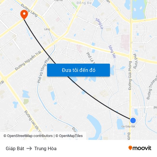 Giáp Bát to Trung Hòa map