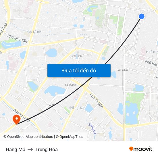 Hàng Mã to Trung Hòa map