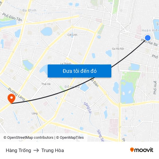 Hàng Trống to Trung Hòa map