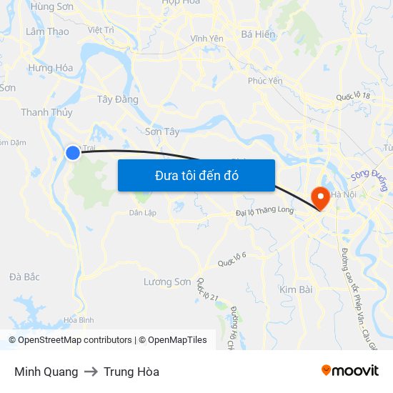 Minh Quang to Trung Hòa map