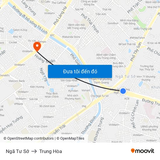 Ngã Tư Sở to Trung Hòa map