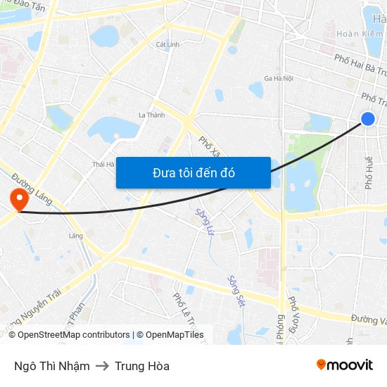 Ngô Thì Nhậm to Trung Hòa map