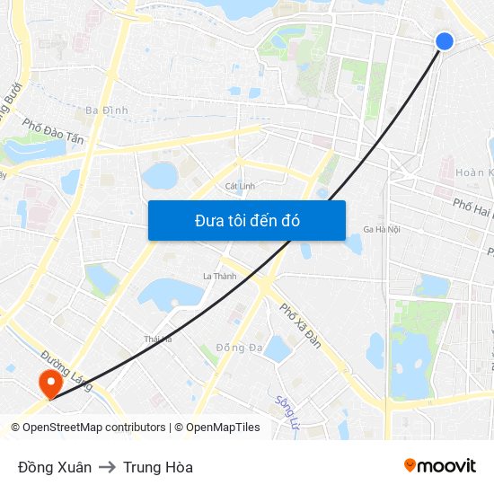 Đồng Xuân to Trung Hòa map
