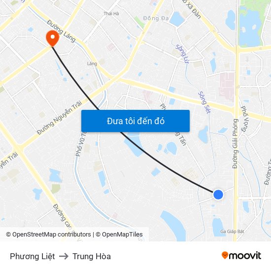 Phương Liệt to Trung Hòa map