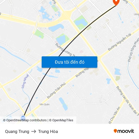 Quang Trung to Trung Hòa map