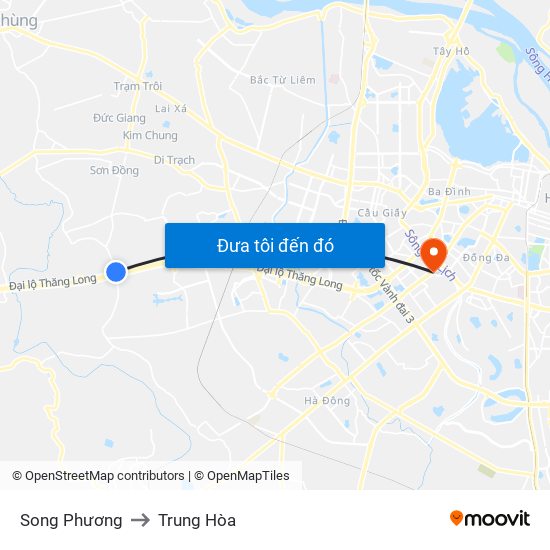 Song Phương to Trung Hòa map