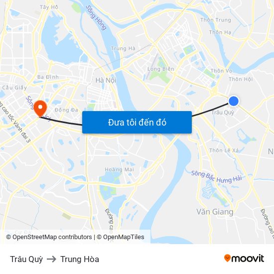 Trâu Quỳ to Trung Hòa map