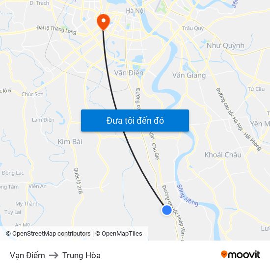 Vạn Điểm to Trung Hòa map