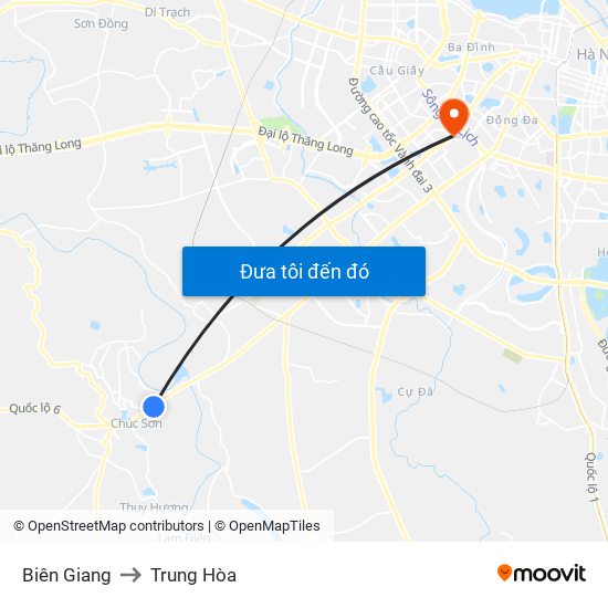 Biên Giang to Trung Hòa map