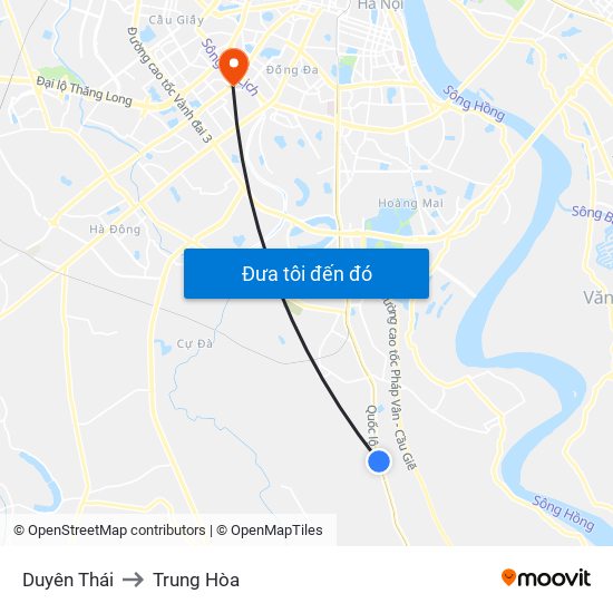 Duyên Thái to Trung Hòa map