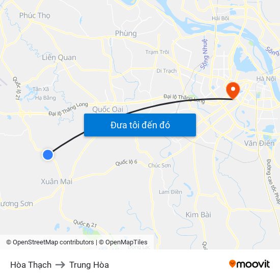 Hòa Thạch to Trung Hòa map