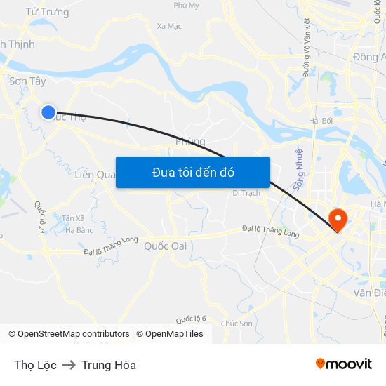 Thọ Lộc to Trung Hòa map