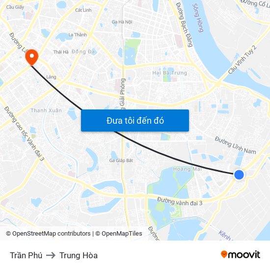 Trần Phú to Trung Hòa map