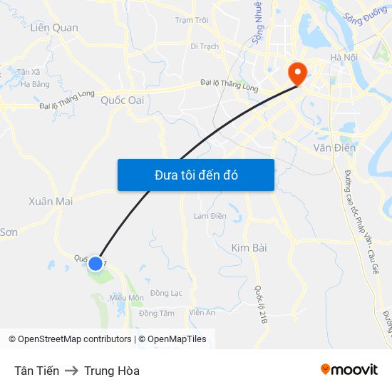 Tân Tiến to Trung Hòa map