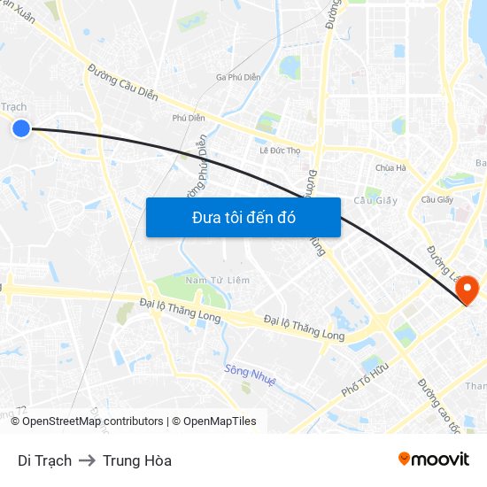 Di Trạch to Trung Hòa map