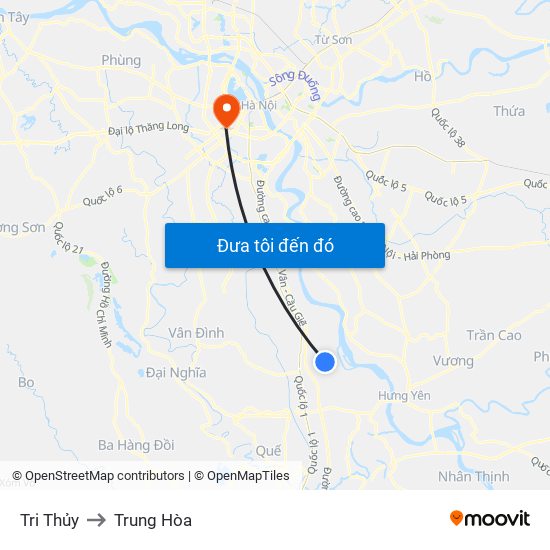 Tri Thủy to Trung Hòa map