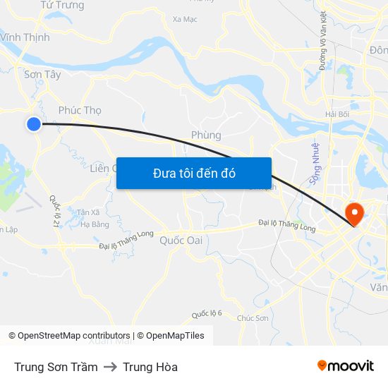 Trung Sơn Trầm to Trung Hòa map