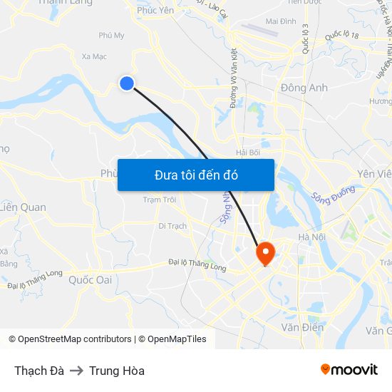 Thạch Đà to Trung Hòa map