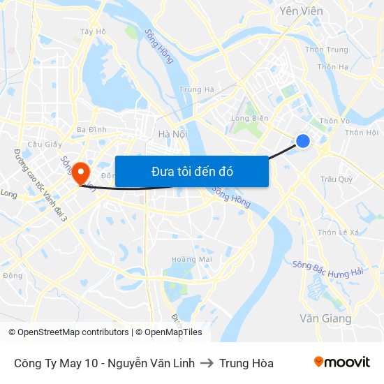Công Ty May 10 - Nguyễn Văn Linh to Trung Hòa map