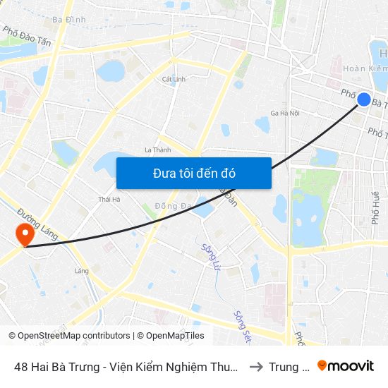 48 Hai Bà Trưng - Viện Kiểm Nghiệm Thuốc Trung Ương to Trung Hòa map