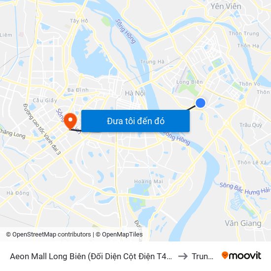 Aeon Mall Long Biên (Đối Diện Cột Điện T4a/2a-B Đường Cổ Linh) to Trung Hòa map