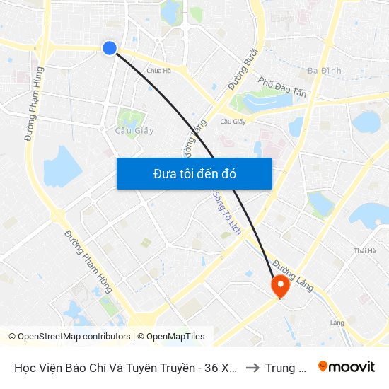 Học Viện Báo Chí Và Tuyên Truyền - 36 Xuân Thủy to Trung Hòa map