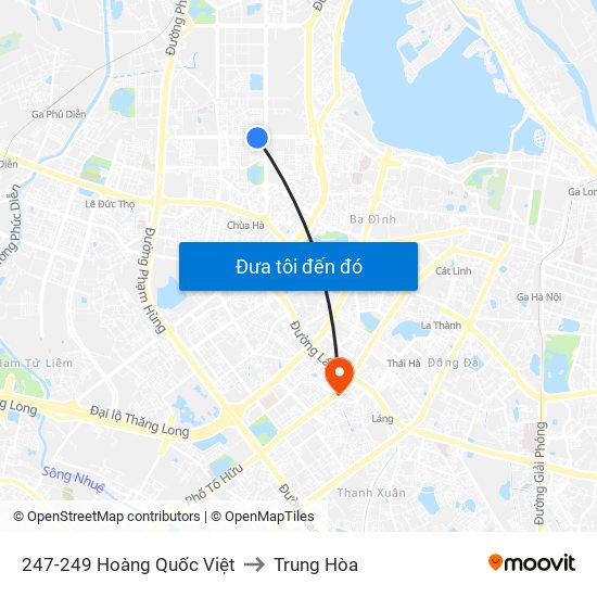 247-249 Hoàng Quốc Việt to Trung Hòa map