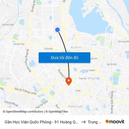 Gần Học Viện Quốc Phòng - 91 Hoàng Quốc Việt to Trung Hòa map