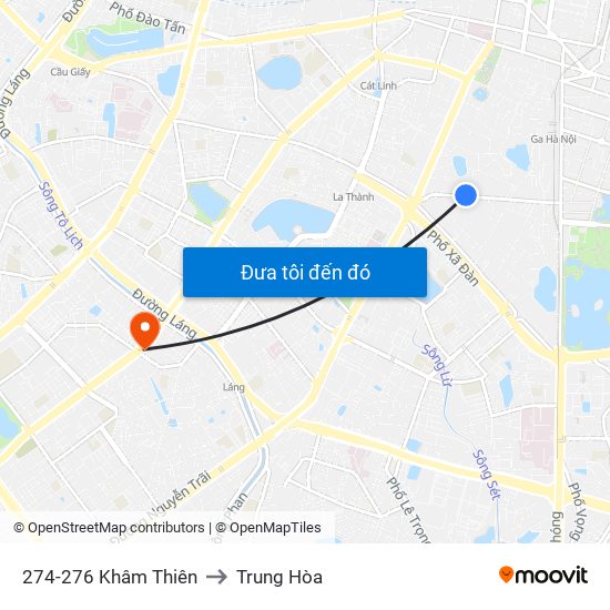 274-276 Khâm Thiên to Trung Hòa map