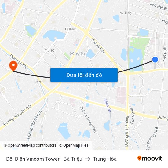 Đối Diện Vincom Tower - Bà Triệu to Trung Hòa map