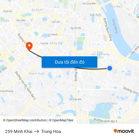 259 Minh Khai to Trung Hòa map