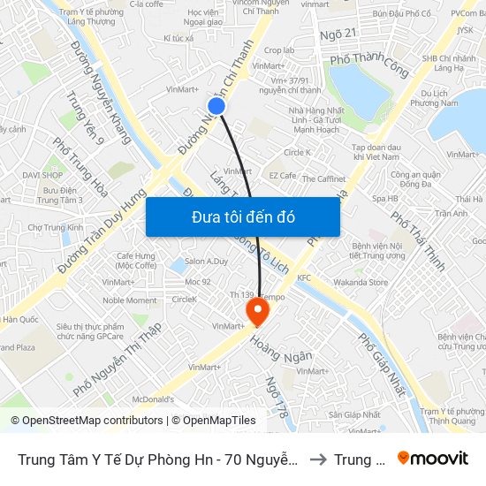 Trung Tâm Y Tế Dự Phòng Hn - 70 Nguyễn Chí Thanh to Trung Hòa map