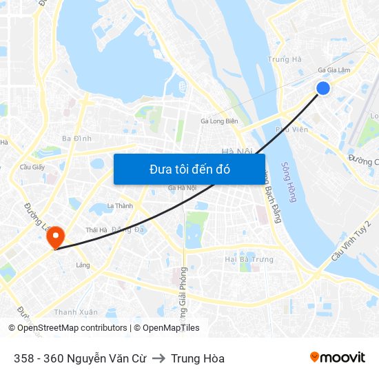 358 - 360 Nguyễn Văn Cừ to Trung Hòa map