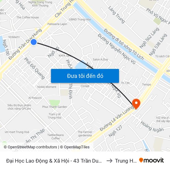 Đại Học Lao Động & Xã Hội - 43 Trần Duy Hưng to Trung Hòa map