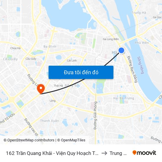 162 Trần Quang Khải - Viện Quy Hoạch Thủy Lợi to Trung Hòa map