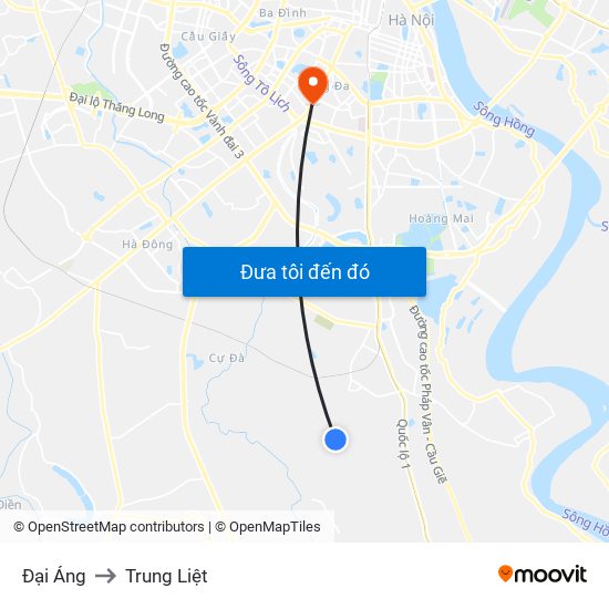 Đại Áng to Trung Liệt map