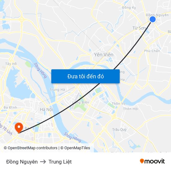 Đồng Nguyên to Trung Liệt map