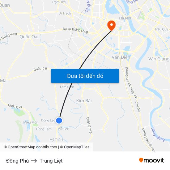 Đồng Phú to Trung Liệt map