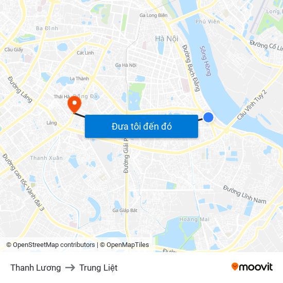 Thanh Lương to Trung Liệt map