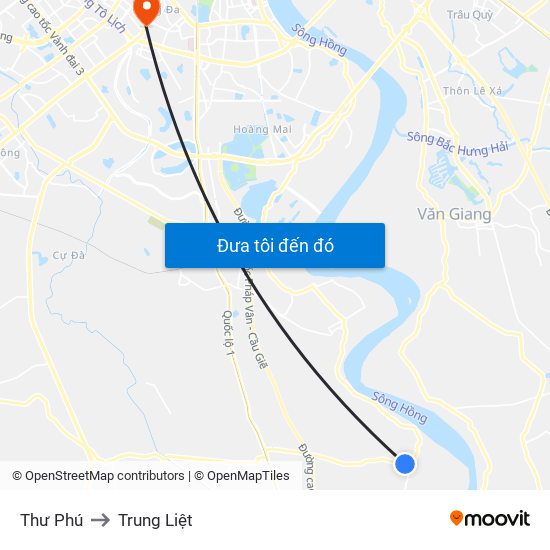 Thư Phú to Trung Liệt map